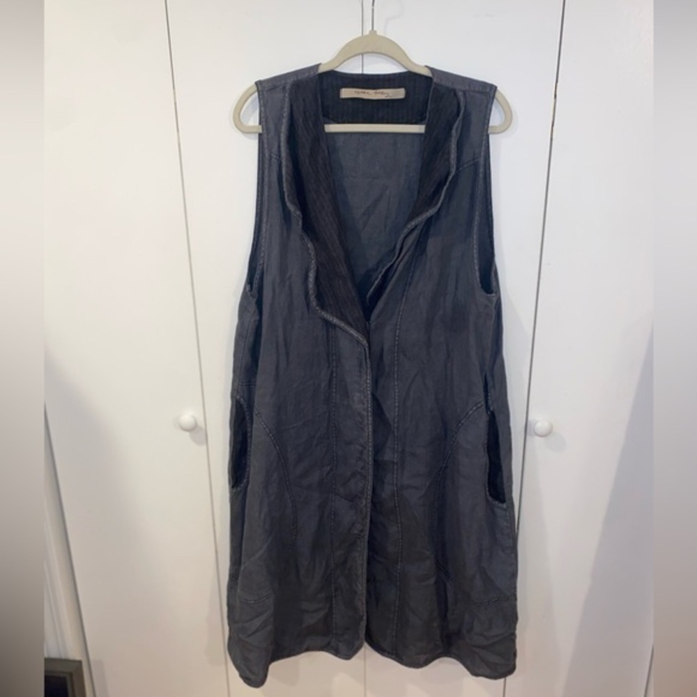 Cynthia Ashby Long Grey Vest Cotton Blend Women’s Size Medium